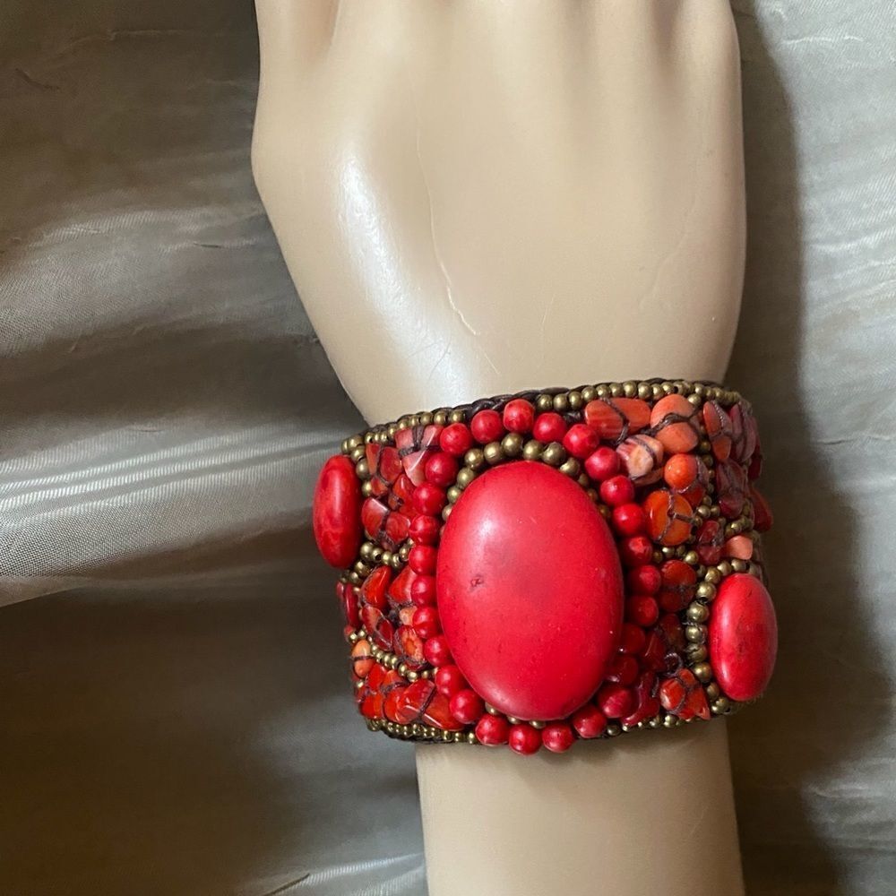 OPEN cuff bracelet, red stones